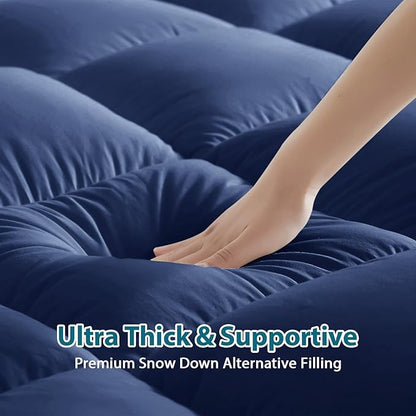 CYMULA California King Mattress Topper - Extra Thick Cooling Mattress Pad Cover for Back Pain - Soft Mattress Protector Bed Topper Pillow Top with 8-21 Inch Deep Pocket 3D Snow Down Alternative Fill