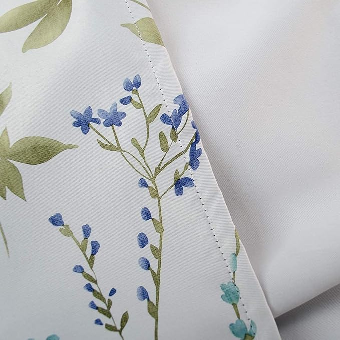 Linentalks Floral Blackout Curtains 84 Inches Long 2 Panels Set, Flower Curtains for Bedroom, Grommet TopThermal Insulating Room Darkening, Pretty Floral Curtains Blackout for Living Room, Blue Green
