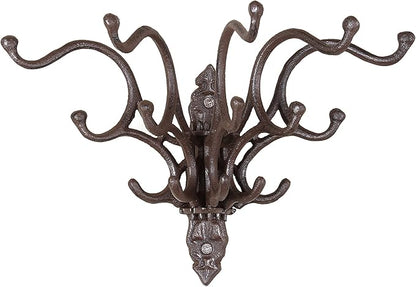 Creative Co-Op Antique Cast Iron Wall Hooks in Rust Finish