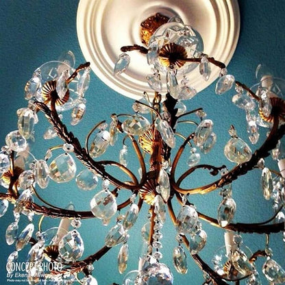 Ekena Millwork CM12BRFLS 12-1/2" x 3-7/8" x 3/4" Bradford Ceiling Medallion, Flash Gold