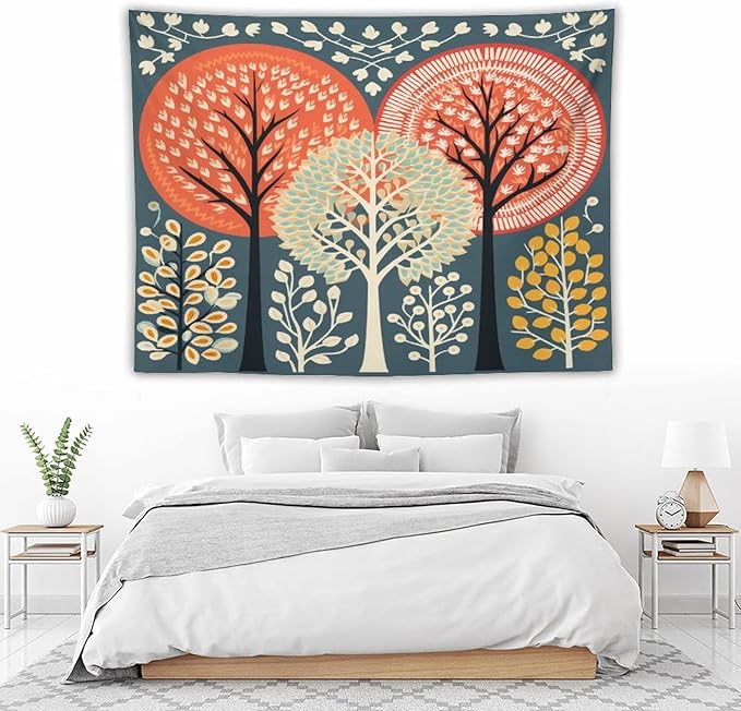 Shabby Chic Trees Tapestries Fall Autumn Tree Tapestries for Bedroom Landscape Tapestry Wall Hanging Decor Tapestry for Bedroom Aesthetic Alt Room 60"x80" Tapestries Winter Snowflake Decorative