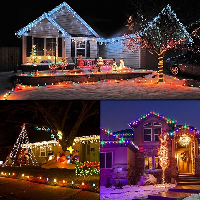 Brizled C5 Christmas Lights Multicolor, 33ft Mini 100 LED Christmas String Lights, 120V UL Certified Xmas Tree Lights Connectable Colored Xmas Light Indoor Outdoor for Tree Patio Roof Holiday Decor