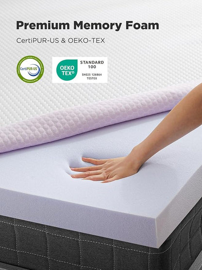 PERLECARE 3 Inch Mattress Topper King - Gel Memory Foam for Pressure Relief, Premium Soft Cooling Sleep, Non-Slip Design with Removable & Washable Cover, CertiPUR-US Certified