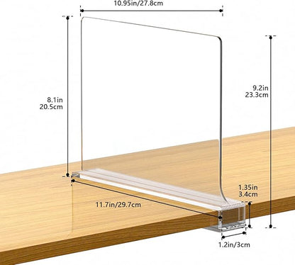 Aolloa 6 PCS Shelf Dividers for Closet Organization Acrylic Clear Closet Shelf Divider for Wooden Shelving Suitable for Wooden or Vertical Shelves Or Bedroom, Kitchen and Office
