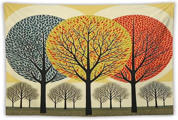 Shabby Chic Trees Wall Tapestries Autumn Nature Forest Wall Hanging Wall Tapestry Aesthetic Landscape Tapestry Wall Hanging for Dorm Living Room 40"x60" Tapestries Winter Snowflake Decorative