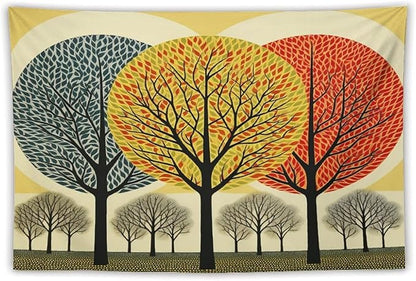 Shabby Chic Trees Wall Tapestries Autumn Nature Forest Wall Hanging Wall Tapestry Aesthetic Landscape Tapestry Wall Hanging for Dorm Living Room 40"x60" Tapestries Winter Snowflake Decorative