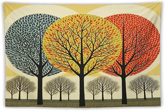 Shabby Chic Trees Wall Tapestries Autumn Nature Forest Wall Hanging Wall Tapestry Aesthetic Landscape Tapestry Wall Hanging for Dorm Living Room 40"x60" Tapestries Winter Snowflake Decorative