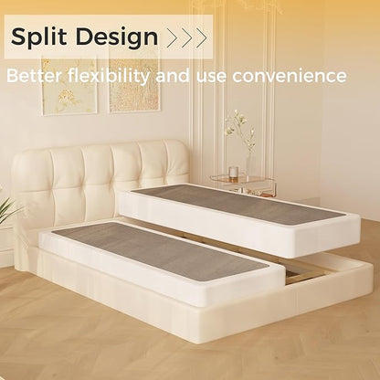 Split California King Box Spring 5 Inch, Easy Assembly Bed Foundation, Heavy Duty Low Profile Metal Box Spring with Fabric Cover, Noise Free