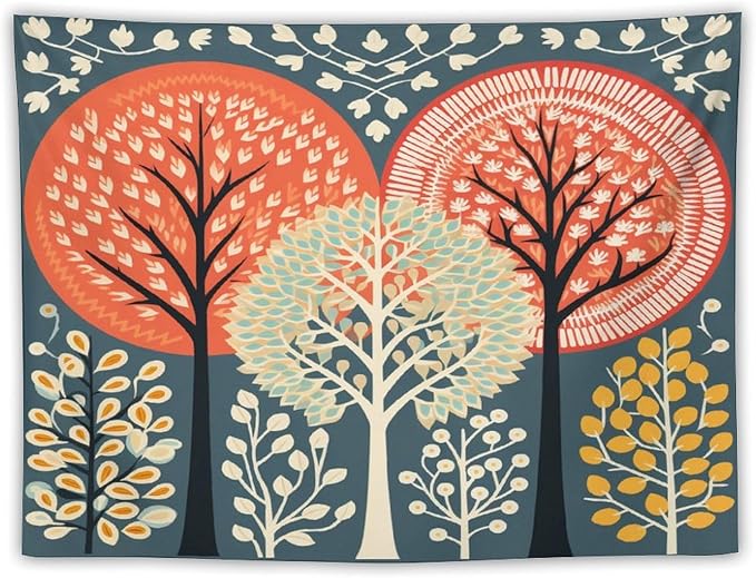MaSiledy Shabby Chic Trees Tapestry Wall Hanging Nature Themed Autumn Aesthetic Bedroom Tapestries Landscape Tapestry Wall Hanging for Bedroom 30"x40" Xmas Wall Hanging Polyester Tapestries
