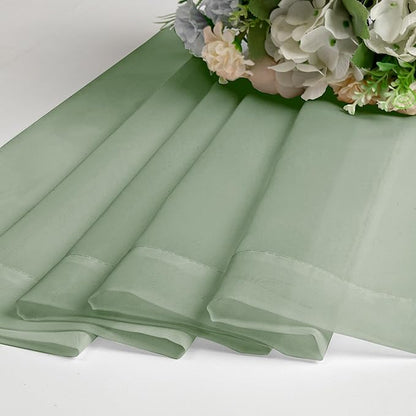 Aiyufeng Sheer Sage Green Curtains 120 Inches Long, Extra Long Rod Pocket Solid Color Window Sheer Curtain Panels, Elegant Curtains & Drapes for Living Room, Bedroom 2 Panels (Sage, 59" W x 120" L)