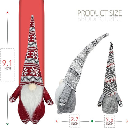 Gnome Christmas Ornaments, Handmade Swedish Tomte Gnomes Plush Scandinavian Santa Elf Table Ornaments Christmas Decoration Home Decor (Wool Snowflake, Set of 3)