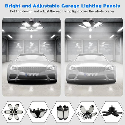 LED Garage Light - 160W LED Garage Ceiling Lights 16000LM Super Bright Garage Lighting with 6 Deformable Panels E26/E27 Screw in Led Shop Lights for Basement Workshop Warehouse Attic
