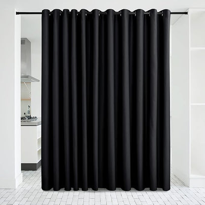 NICETOWN Black Room Dividers Curtains Screens Partitions, Premium Heavyweight Laundry Room Divider for Office, Vintage and Sliding Room (1 Panel, 20ft Wide x 7ft Long)