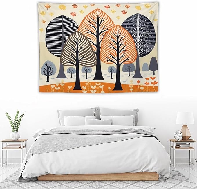 MaSiledy Tapestries Shabby Chic Trees Tapestry Watercolor Rustic Forest Tapestry for Bedroom Aesthetic Wall Hanging for Dorm Living Room 30"x40" Holiday Scene Banner for Winter Christmas Party