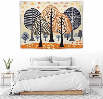 MaSiledy Tapestries Shabby Chic Trees Tapestry Watercolor Rustic Forest Tapestry for Bedroom Aesthetic Wall Hanging for Dorm Living Room 30"x40" Holiday Scene Banner for Winter Christmas Party