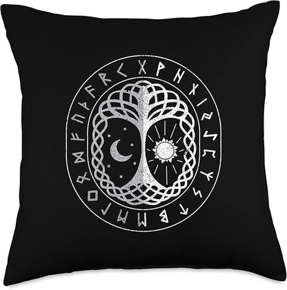 Nordic Country & Celtic Mythology Designs Viking Norway Norwegian Scandinavian Mythology Distressed Throw Pillow, 18x18, Multicolor