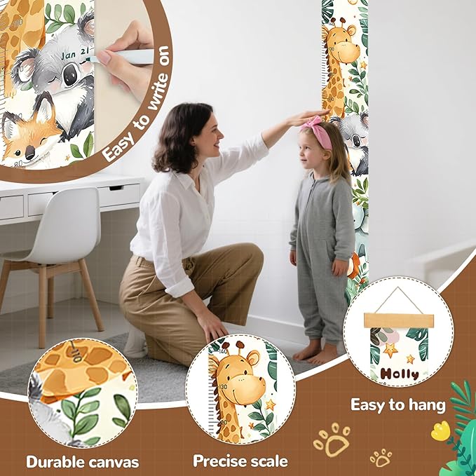 Personalized Ball Games Growth Chart for Wall Kids, Name Height Chart for Kids, for Nursery & Bedroom, Baby Shower Gift (59" x 7.8")