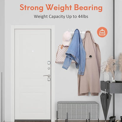 Coat Rack Wall Mount, Coat Hook Wall Mount, Wall Hooks for Hanging, Hat Rack for Walls, Coats Hanger with 12 Hook, Towel Hooks for Bathrooms (2 Pack, Silver)