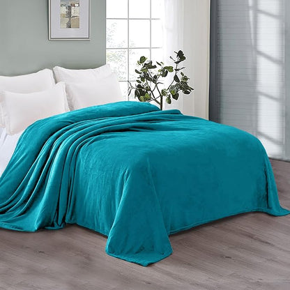 Exclusivo Mezcla Fleece Blanket King Size for Bed, Super Soft and Warm, All Season Use, Cozy, Plush, Lightweight, 90x104 Inches, Teal