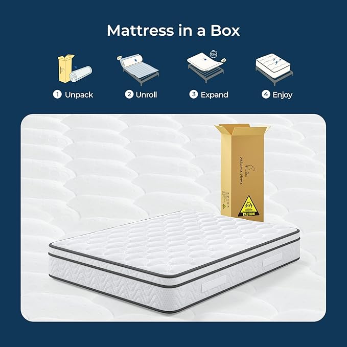 Vesgantti Twin XL Mattress 10 Inch, Fiberglass-Free | Cool Sleep Hybrid Mattress in a Box - Memory Foam & Pocket Springs, Ergonomic Design, Pressure Relief, Medium Firm Feel, 39"*80"*10"