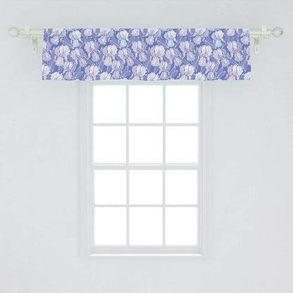 Lunarable Flower Window Valance, Blossomed Iris Flower Spring Garden Art, Curtain Valance for Kitchen Bedroom Decor with Rod Pocket, 54" X 12", Blue