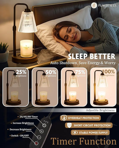 Candle Warmer Lamp with Timer Dimmable, Christmas Birthday Gifts for Women Mom, Adjustable Candle Warming Lamp with 2 Bulbs, Black Candle Lamp Warmer for Jar Scented Candles, House Warming Gifts