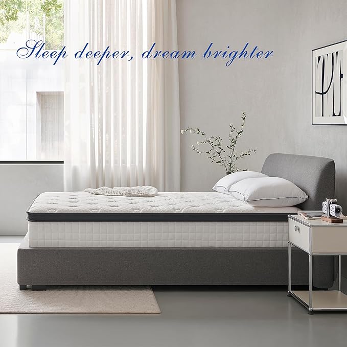 Twin Mattress 14 Inch, Hybrid Twin Size Mattress in a Box, Medium Feel, 3 Layer Premium Foam with Pocket Springs for Motion Isolation and Pressure Relieving, 75"x39"x14", 100-Night Trial