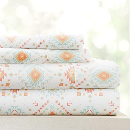 Linen Market 3 Piece Twin Bedding Sheet Set (Aztec Coral) - Sleep Better Than Ever with These Ultra-Soft & Cooling Bed Sheets for Your Twin Size Bed - Deep Pocket Fits 16" Mattress