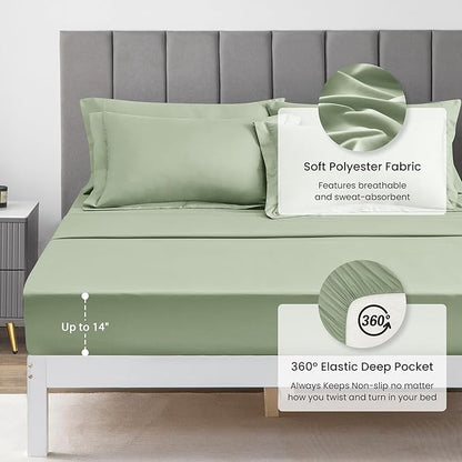 Love's cabin Full Comforter Set Sage, 7 Pieces Full Bed in a Bag, All Season Bedding Sets with 1 Comforter, 1 Flat Sheet, 1 Fitted Sheet, 2 Pillowcase and 2 Pillow Sham
