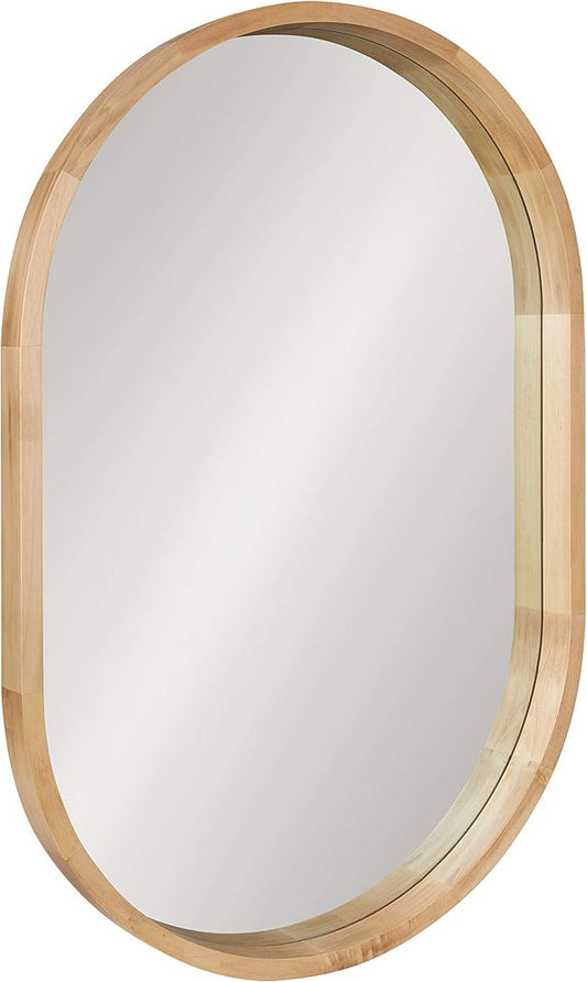 Kate and Laurel Hutton Modern Capsule Wall Mirror, 24 x 36, Natural Wood, Scandinavian Decorative Mirror for Wall