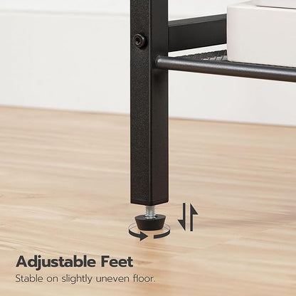 HOOBRO Side Table, 3-Tier Tall End Telephone Table with Adjustable Mesh Shelves, Small Entry Table for Living Room Bedroom Hallway or Office, Rustic Brown and Black BF01DH01G1