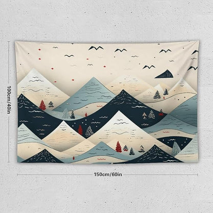 MaSiledy Tapestry Wall Hanging Snow Mountain Scandinavian Winter Tapestry Merry Christmas Winter Xmas Tapestry for Bedroom Aesthetic Wall Hanging Decor Tapestry for Bedroom Aesthetic Alt Room 40"x60"