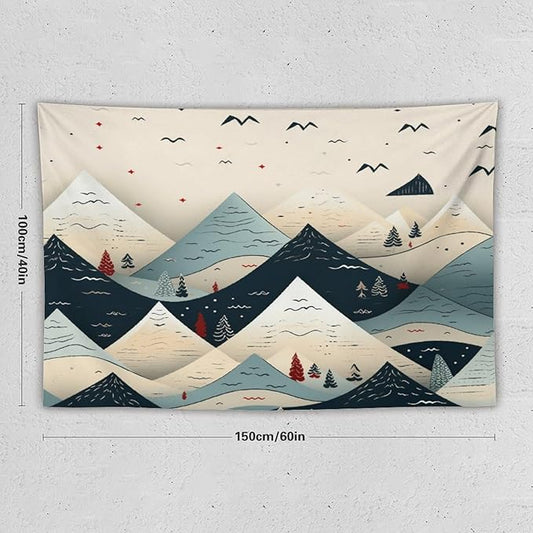 MaSiledy Tapestry Wall Hanging Snow Mountain Scandinavian Winter Tapestry Merry Christmas Winter Xmas Tapestry for Bedroom Aesthetic Wall Hanging Decor Tapestry for Bedroom Aesthetic Alt Room 40"x60"