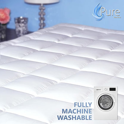Queen Mattress Topper and Pad Cover Extra Thick Luxury Down Alternative Pillow Top Cooling Bed Topper Ultra Plush and Hypoallergenic Mattress Protector 18 Inch Deep Pocket