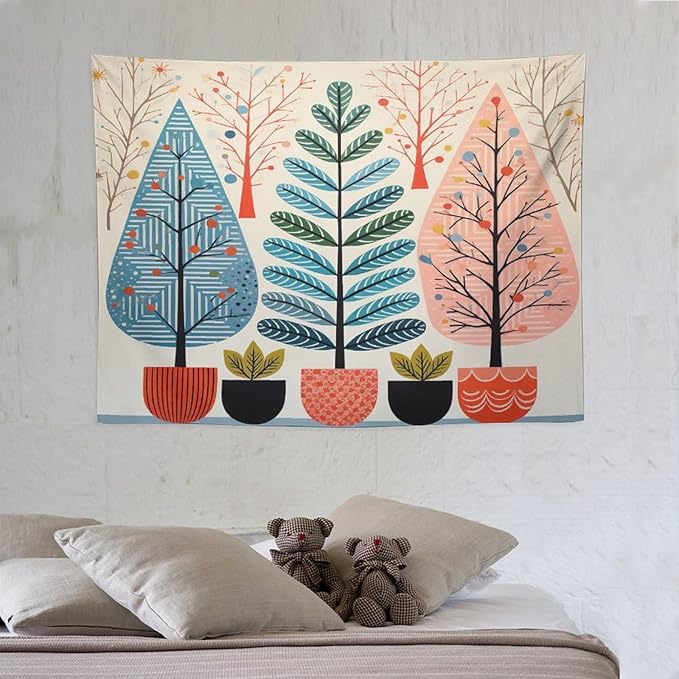 Shabby Chic Trees Wall Tapestry Autumn Nature Forest Wall Hanging Wall Tapestry Aesthetic Landscape Tapestry Vintage Wall Hanging for Living Room Dorm Decor 30"x40" Christmas Family Party