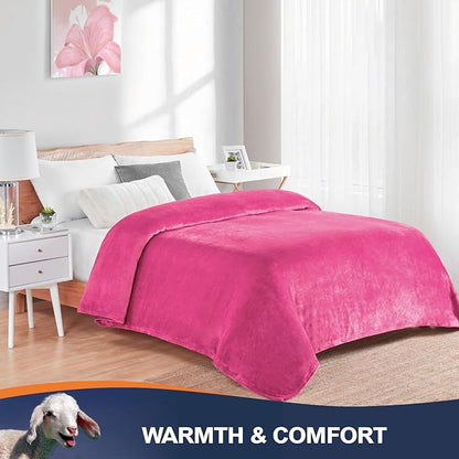Walensee Fleece Blanket Plush Throw Fuzzy Lightweight (King Size 108x90 Hot Pink) Super Soft Microfiber Flannel Blankets for Couch, Bed, Sofa Ultra Luxurious Warm and Cozy for All Seasons
