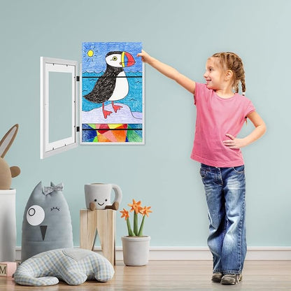 [3 Pack] Kids Art Frames, 10x12.5 Front Opening Kids Artwork Frames Changeable, Displays 8.5x11 With Mat and 10x12.5 Without Mat, Holds 50 Pcs, for 3D Picture, Crafts, Hanging Art, Portfolio Storage