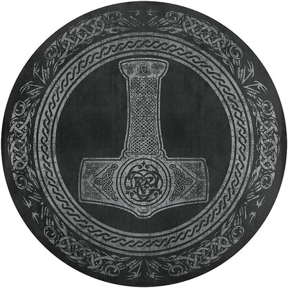 Norse Mythology Viking Thors Hammer Scandinavian Ultra Soft Non-Slip Area Rugs Indoor Coral Velvet Floor Mat Short Flannel Carpet for Living Room Bedroom Dining Room