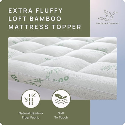 Cooling Mattress Topper - King Size | Plush Pad Mattress Topper for Back Pain Relief, 8-21" Deep Pocket | Viscose Made from Bamboo Pillow Top | Bedroom Essentials