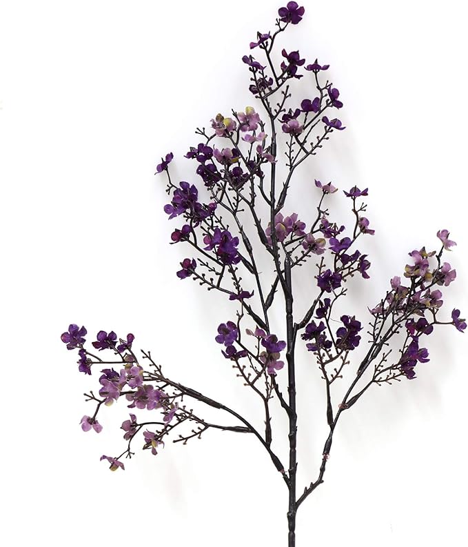 JAKY-Global Babys Breath Fabric Cloth Artificial Flowers 6 Bundle European Fake Silk Plants Decor Farmhouse Wedding Party Decoration Bouquets Real Touch DIY Home Garden (Autumn Purple-6pcs)