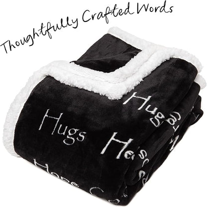Chanasya Premium Sympathy Warm Hugs Gift Throw Blanket - Healing Gift Cancer Chemo Survivor Get Well Caring Gifts - Comfort Gift Blanket for Love Support Strength - Women Men Friend Grandpa - Black