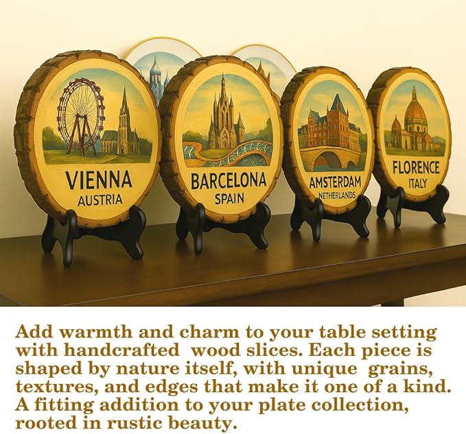 Stockholm Souvenir Gift – Wood Slice Plaque for Wall or Table, Sweden Souvenir for Tourists, Plate Collectors & Travel Lovers, Scandinavian Charm Decorative Gift