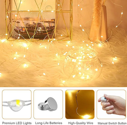 20 Pack Fairy Lights Battery Operated - 3 Speed Modes, 7Ft 20 LED String Twinkle Lights, Waterproof Copper Wire, Mini Firefly Light for Mason Jars Vases Christmas Decor, Warm White