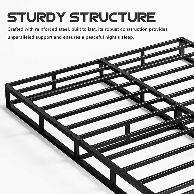ZIYOO Full Box Spring and Cover 9 Inch High Profile Easy Assembly,Mattress Foundation/Heavy Duty Metal Steel Structure/Quiet Noise-Free Accessory