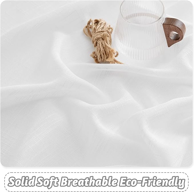RYB HOME Sheer Curtains White - 100 inches Extra Wide Linen Semi Sheer White Backdrop Large Window Curtains for Dining Living Room Sliding Glass Patio Door, 100 x 84 inches Long, 1 Panel