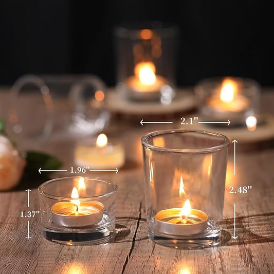 72pcs Clear Assorted Votive Candle Holders, Glass Candle Holder for Wedding Decor, Tealight Candle Holder for Table Centerpiece, and Party Decor
