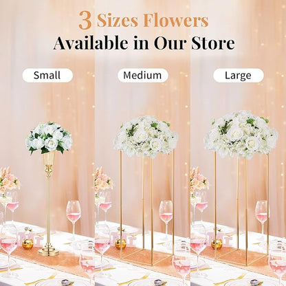 NUPTIO Flower Balls for Wedding Centerpieces - 10 Pcs 14.2 inch Diameter Fake Flower Ball Arrangement Bouquet Party Centerpieces for Tables - White Rose Bouquet Centerpiece Flowers for Wedding Table