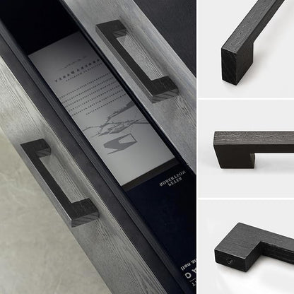 Black Square 5 in 4 pcs Wooden Drawer Pulls Handle pulls for cabinets Kitchen Cabinet Drawer pulls Cabinet Door Pull