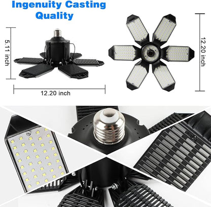 LED Garage Light - 160W LED Garage Ceiling Lights 16000LM Super Bright Garage Lighting with 6 Deformable Panels E26/E27 Screw in Led Shop Lights for Basement Workshop Warehouse Attic