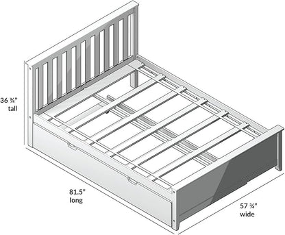 Max & Lily Full Bed, Wood Bed Frame with Headboard For Kids with Trundle, Slatted, Clay
